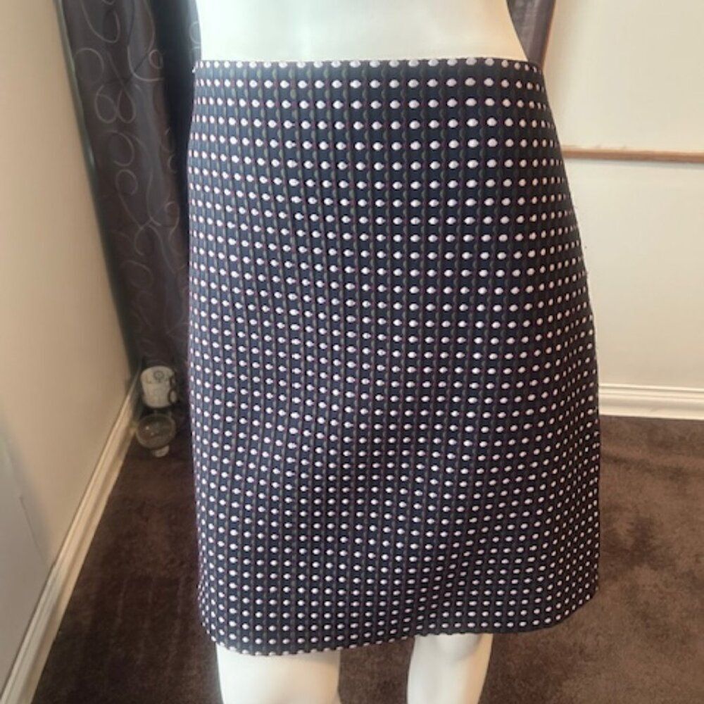 Ann Taylor Factory Blue/Green/White pencil skirt, size 14